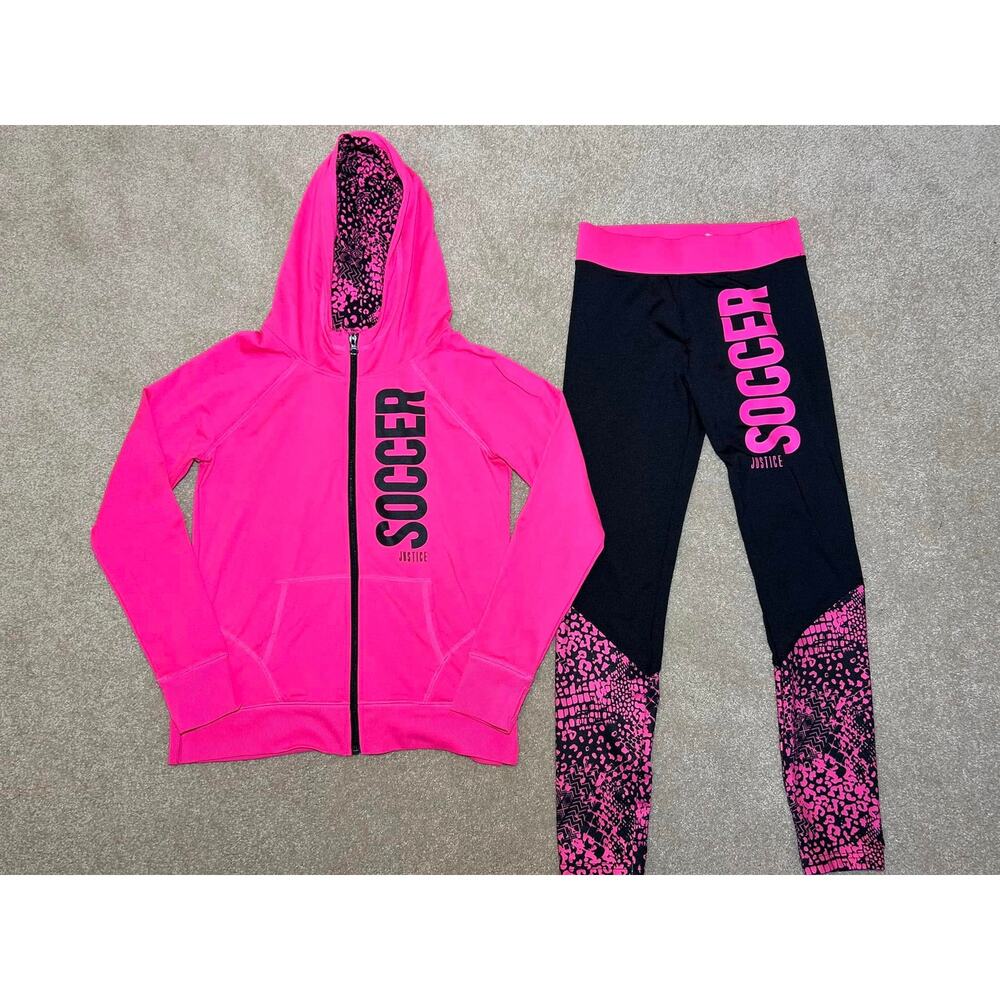 JUSTICE Active Soccer Activewear Leggings Pants Hoodie Pink Girls 14